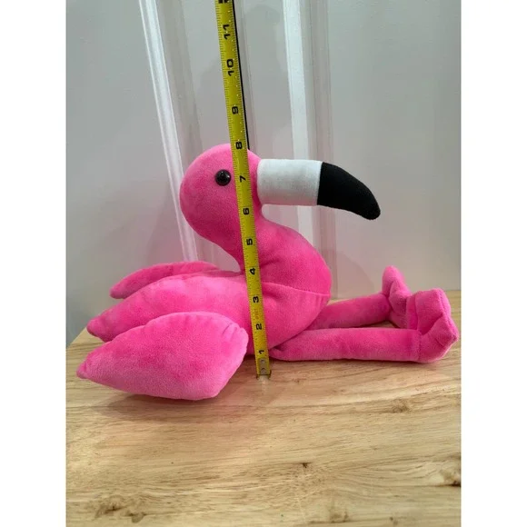 Neon Hot Pink Sitting Flamingo Plush Toy Dangly Legs - Picture 4 of 5